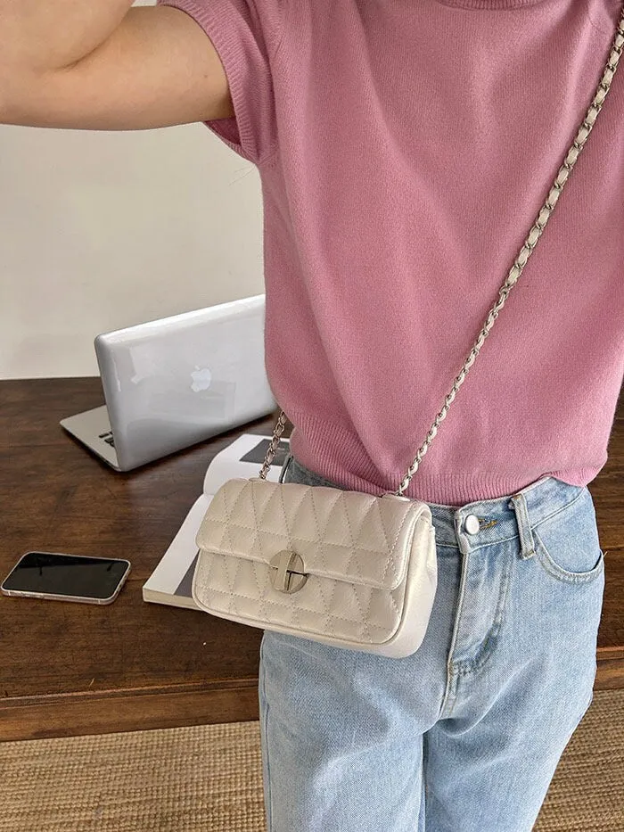 Stylish Geometric Pattern Shoulder Bag, Cute Underarm Bag, Vegan Leather Bag, Crossbody Bag, Adjustable Straps Leather Bag, Gift for her