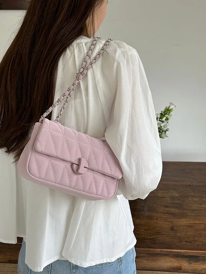 Stylish Geometric Pattern Shoulder Bag, Cute Underarm Bag, Vegan Leather Bag, Crossbody Bag, Adjustable Straps Leather Bag, Gift for her