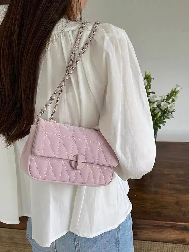Stylish Geometric Pattern Shoulder Bag, Cute Underarm Bag, Vegan Leather Bag, Crossbody Bag, Adjustable Straps Leather Bag, Gift for her