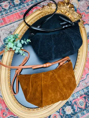 Suede Crescent Shaped Shoulder Bag : 2 Colors