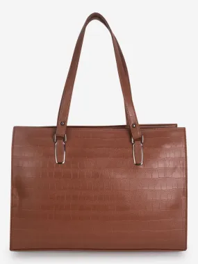 Tan PU Leather Shoulder Bag for Women