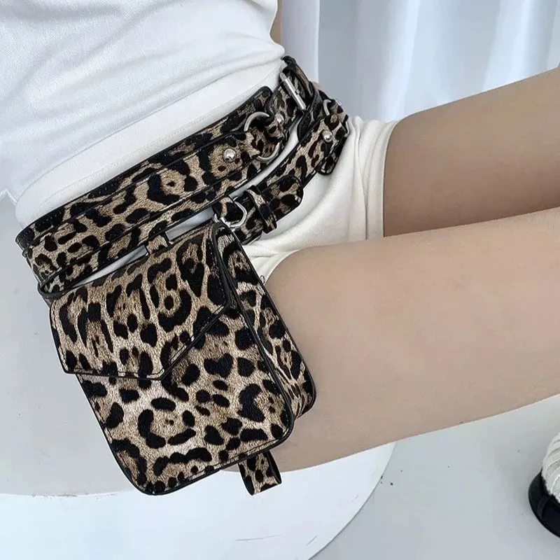 TAVIMART  -  Harajuku Leopard Streetwear Trendy Bags for Women Korean Belt Y2k Aesthetic Leg Bag Personality Fashion Ladies Punk Waist Packs