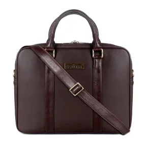 THE CLOWNFISH Faux Leather 15.6 inch Laptop Messenger Bag Briefcase (Dark Brown)