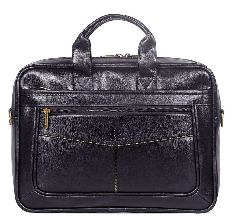 THE CLOWNFISH Faux Leather Expandable 15.6 inch Laptop Messenger Bag Laptop Briefcase (Dark Brown)