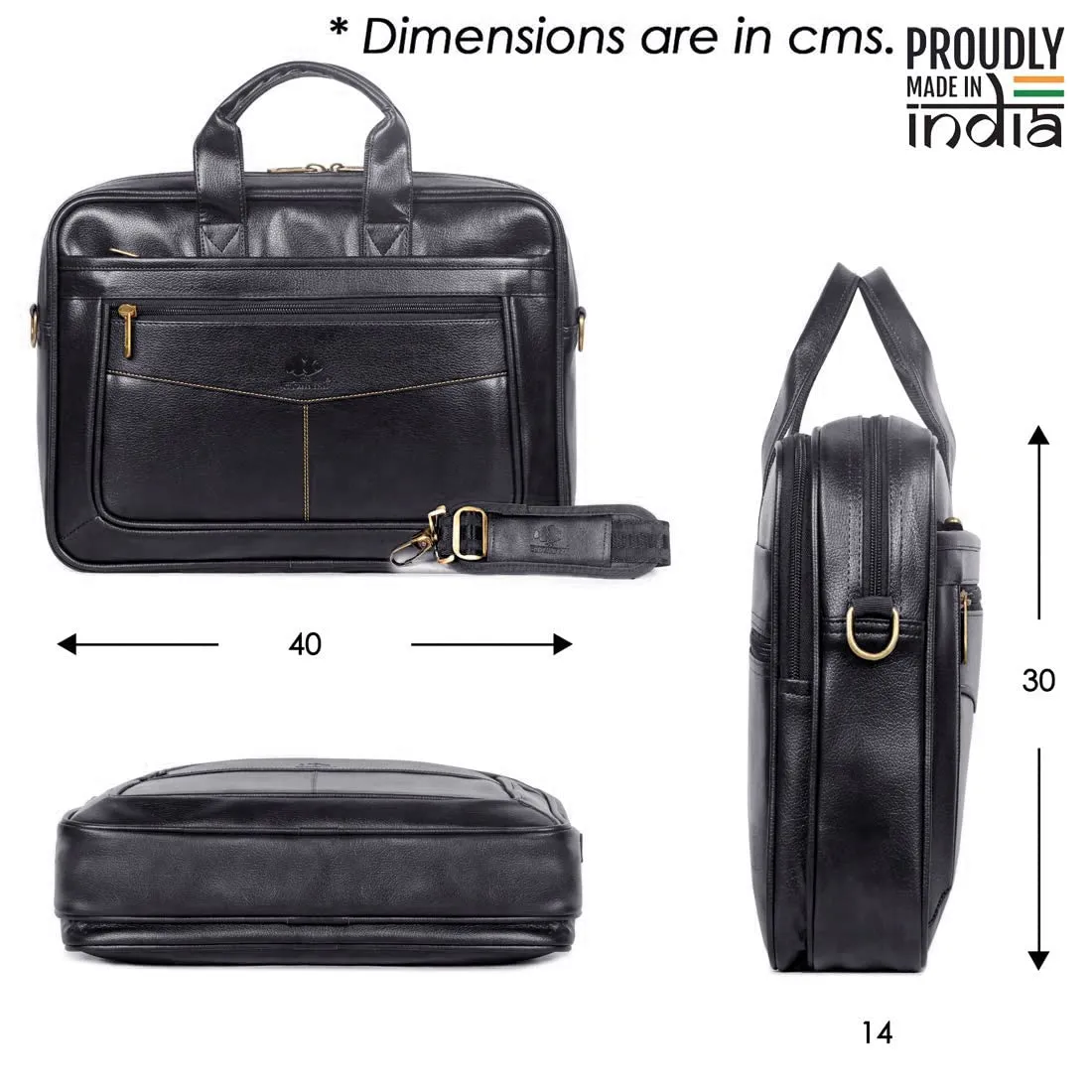 THE CLOWNFISH Faux Leather Expandable 15.6 inch Laptop Messenger Bag Laptop Briefcase (Dark Brown)