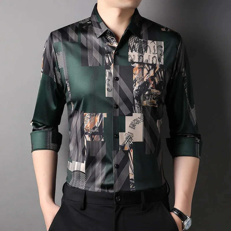 Top Grade Luxury Brand Fashion Slim Fit Designer Striped Classic Shirts For Men  Shirt Long Sleeve Casual Mens Clothes