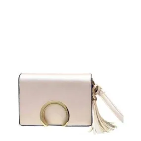 Trendy Metallic and Tassel Design Crossbody Bag For Women - Off-white