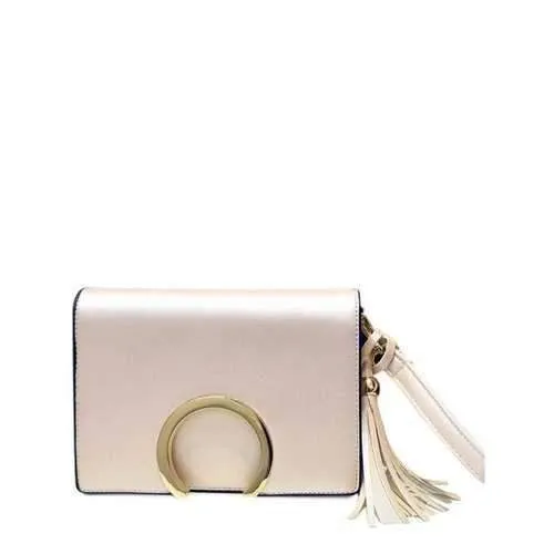 Trendy Metallic and Tassel Design Crossbody Bag For Women - Off-white