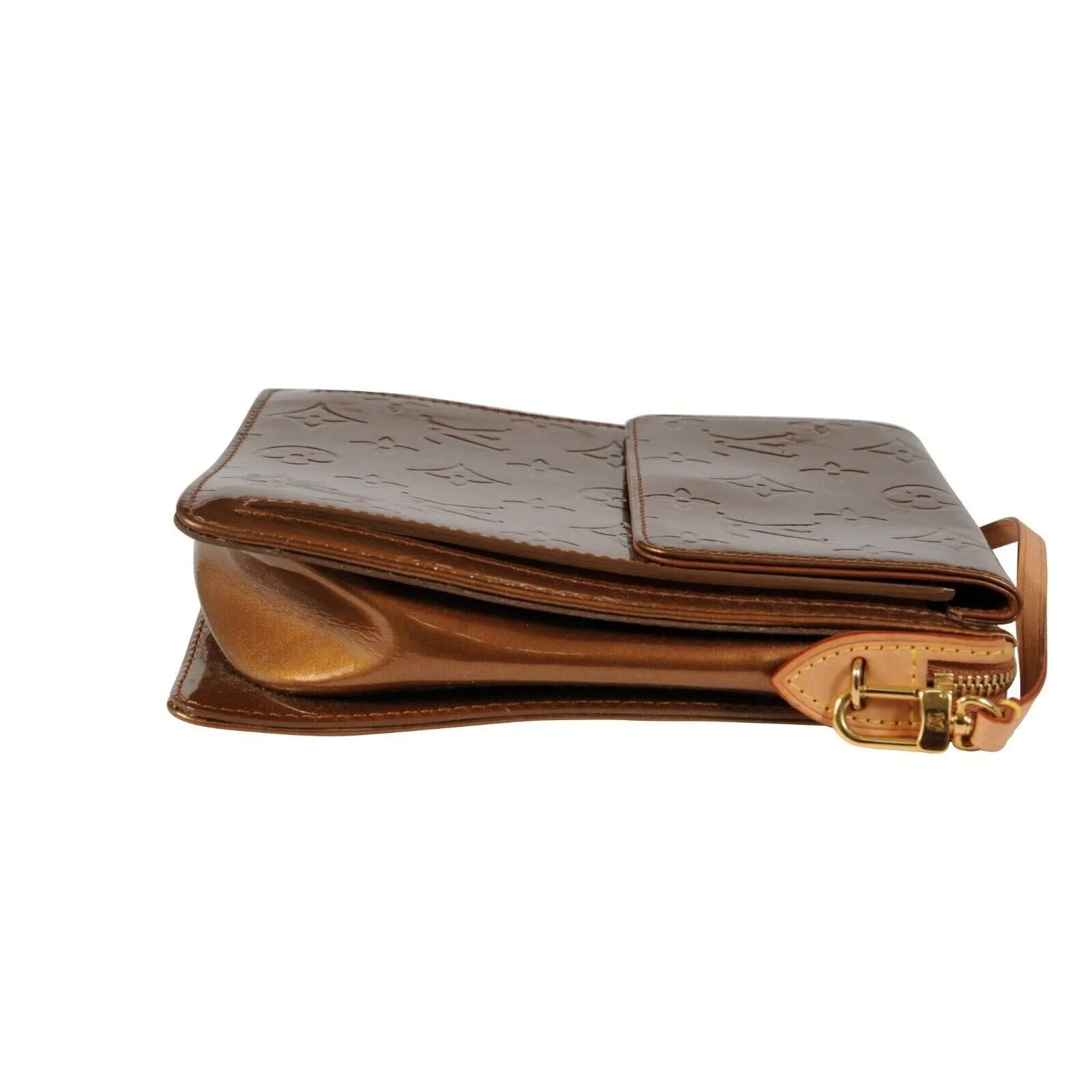 Vernis Mott Monogram Shoulder Bag Bronze Leather Pochette