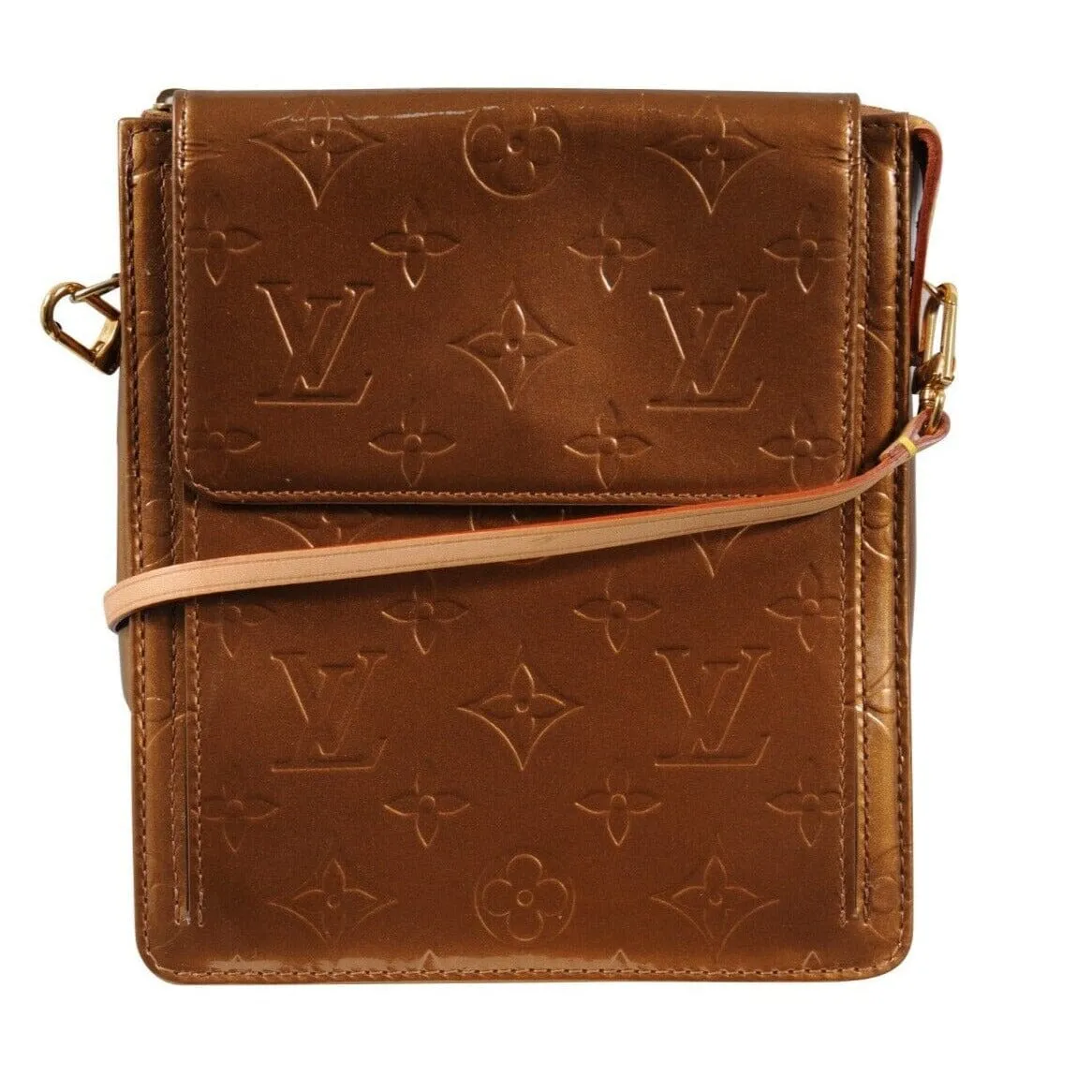Vernis Mott Monogram Shoulder Bag Bronze Leather Pochette