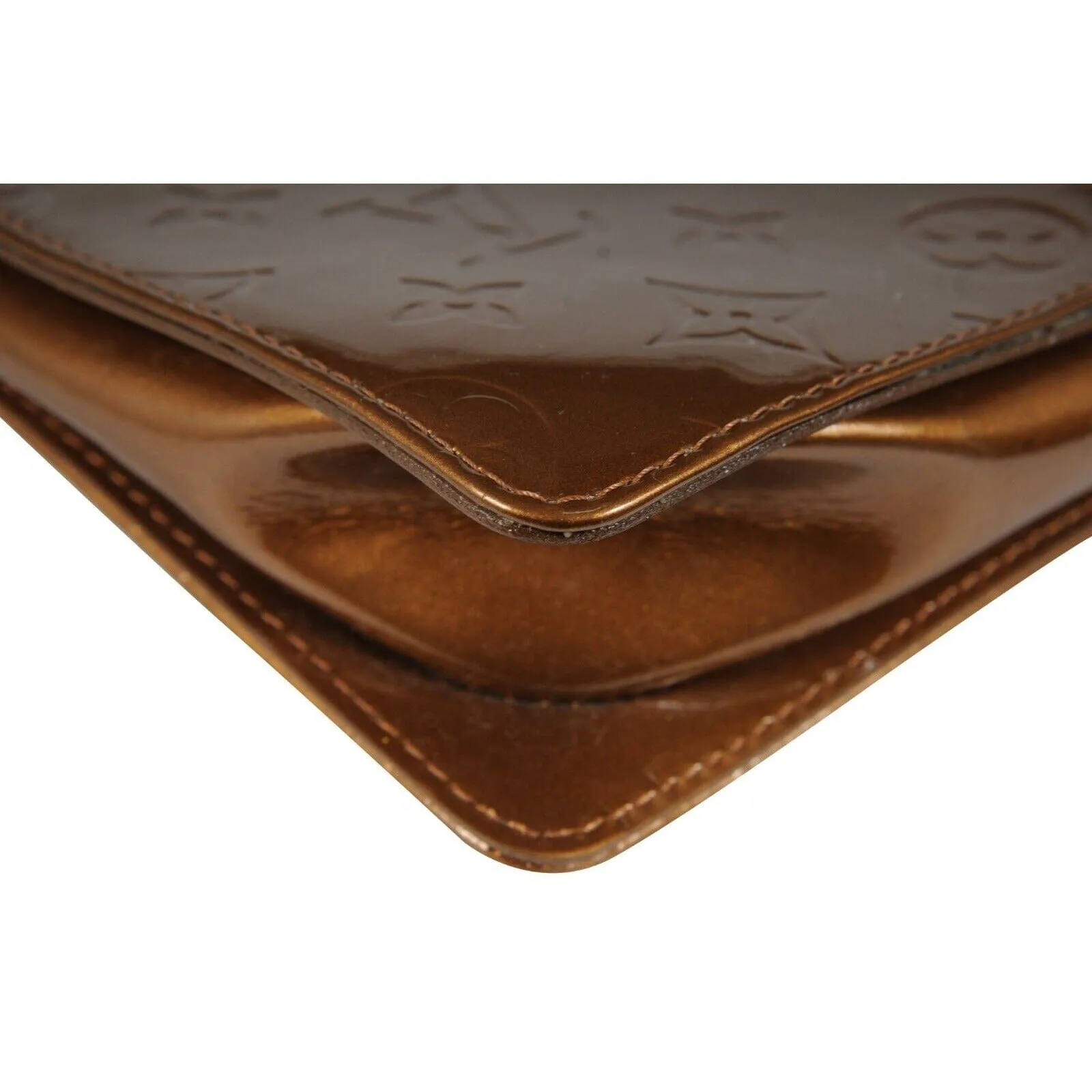 Vernis Mott Monogram Shoulder Bag Bronze Leather Pochette