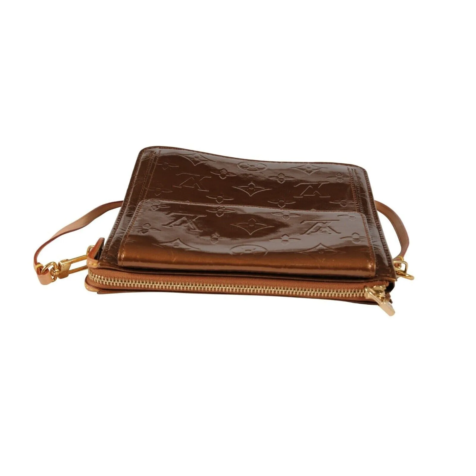 Vernis Mott Monogram Shoulder Bag Bronze Leather Pochette