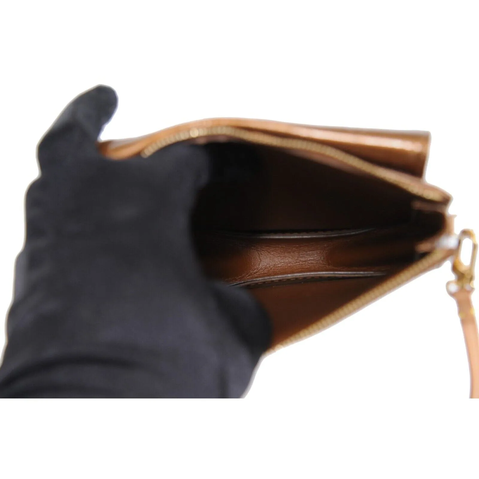 Vernis Mott Monogram Shoulder Bag Bronze Leather Pochette