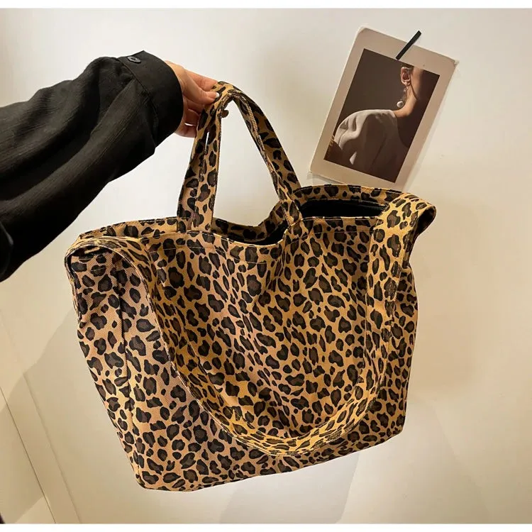 Versatile Casual Leopard Print Canvas Fashionable Crossbody Shoulder Bag