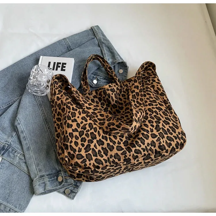 Versatile Casual Leopard Print Canvas Fashionable Crossbody Shoulder Bag