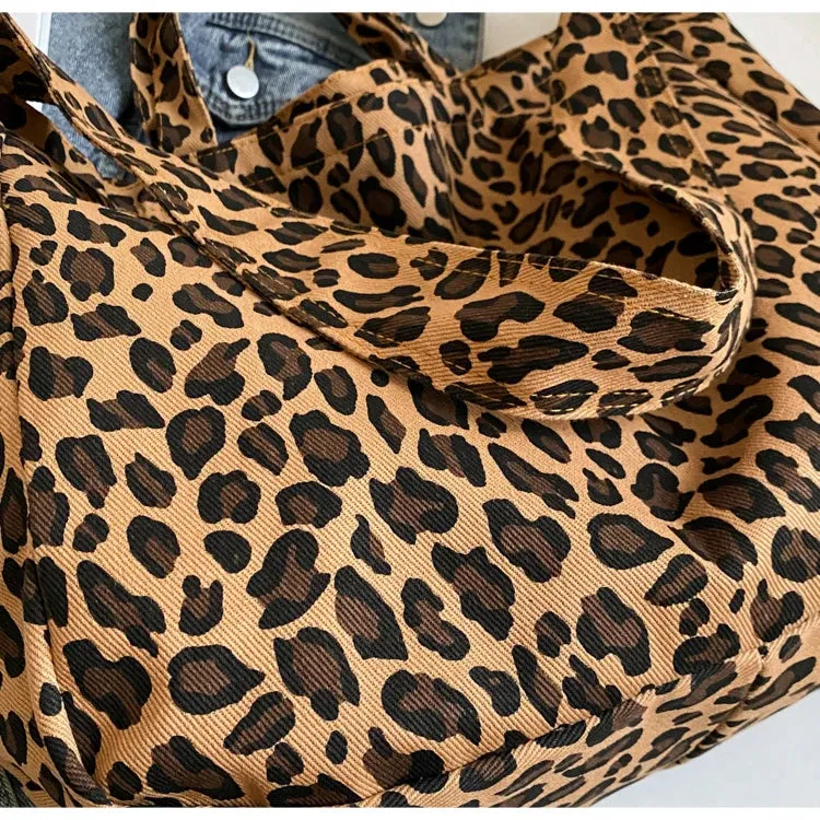 Versatile Casual Leopard Print Canvas Fashionable Crossbody Shoulder Bag