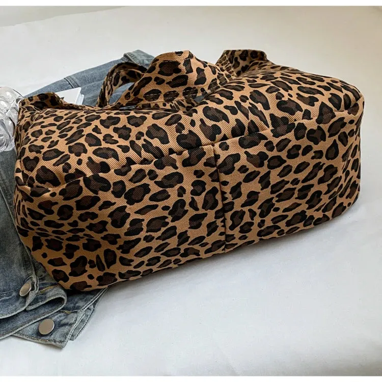 Versatile Casual Leopard Print Canvas Fashionable Crossbody Shoulder Bag