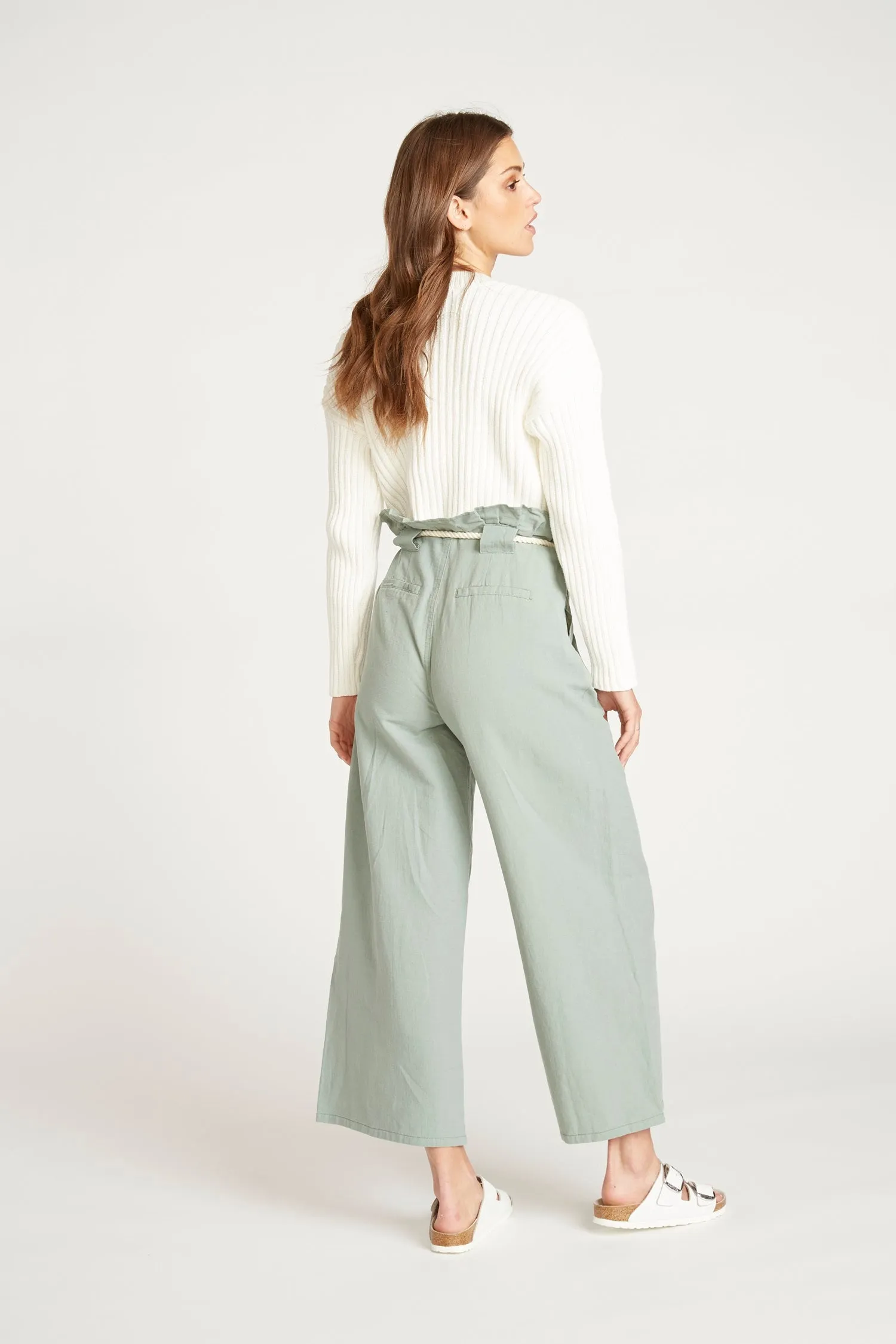 Vicki Paper Bag Waist Pant - Aloe