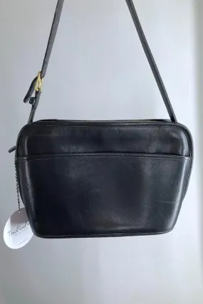 Vintage Black Leather Coach Shoulder Bag