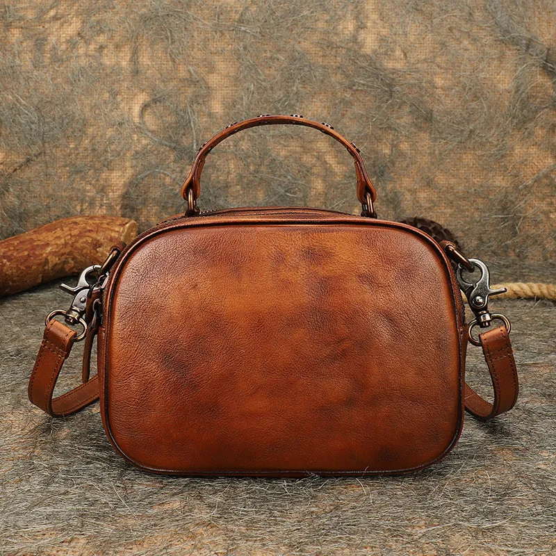 Vintage Ladies Green Leather Handbags Cross Shoulder Bag For Women