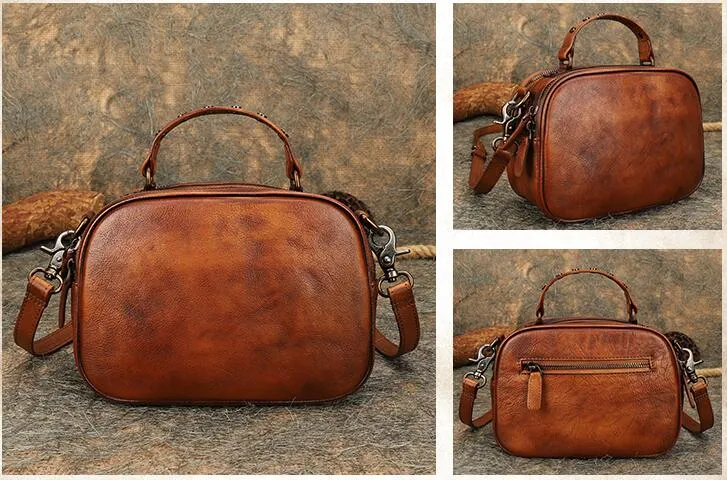 Vintage Ladies Green Leather Handbags Cross Shoulder Bag For Women