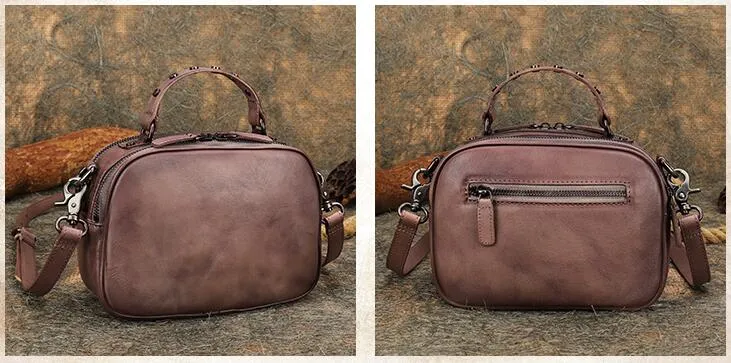 Vintage Ladies Green Leather Handbags Cross Shoulder Bag For Women