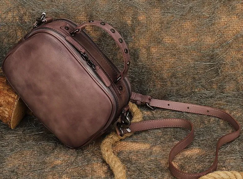 Vintage Ladies Green Leather Handbags Cross Shoulder Bag For Women