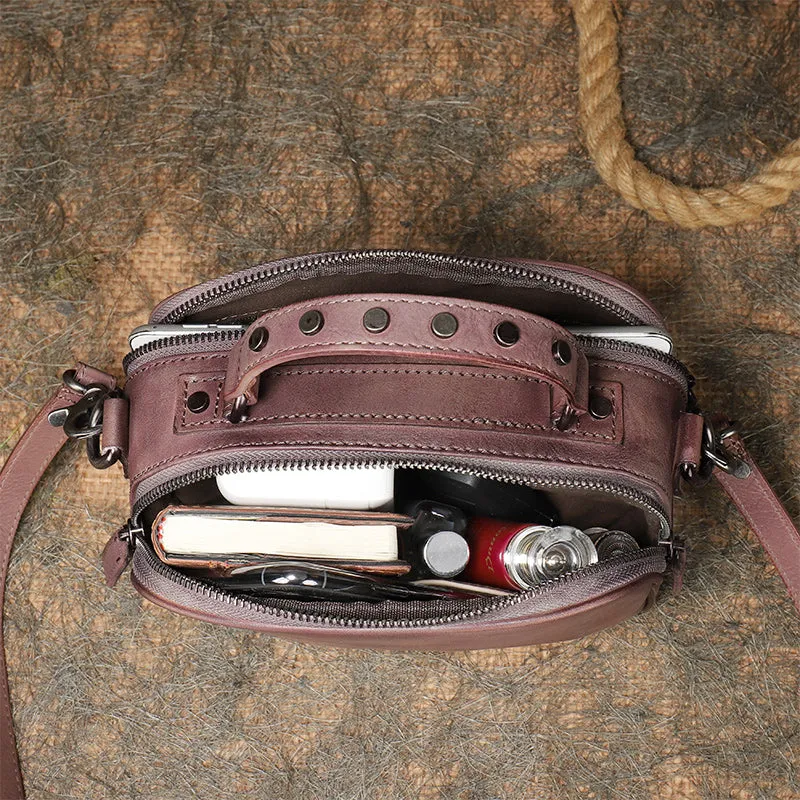 Vintage Ladies Green Leather Handbags Cross Shoulder Bag For Women