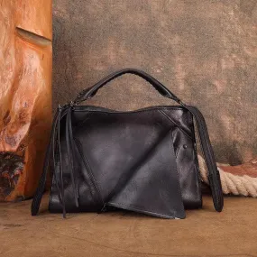 Vintage Ladies Leather Over The Shoulder Bag Black Crossbody Bags For Women
