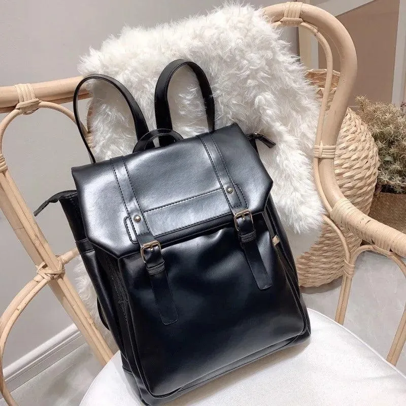 Vintage Leather Drawstring Rucksack Backpack