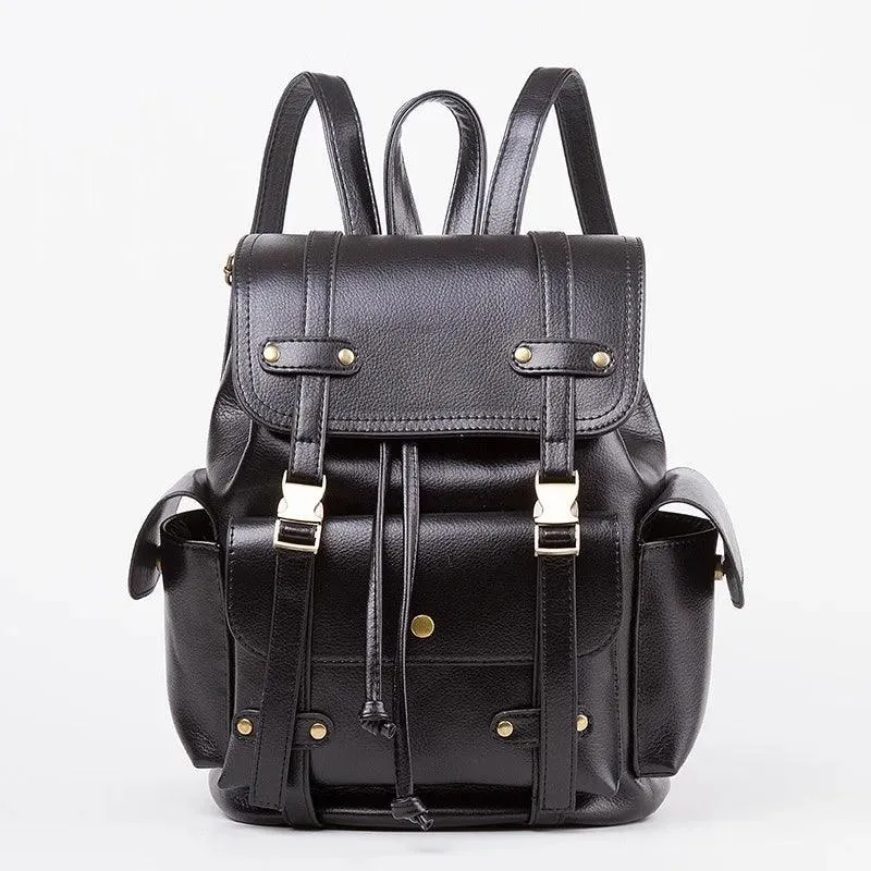 Vintage Leather Drawstring Rucksack Backpack