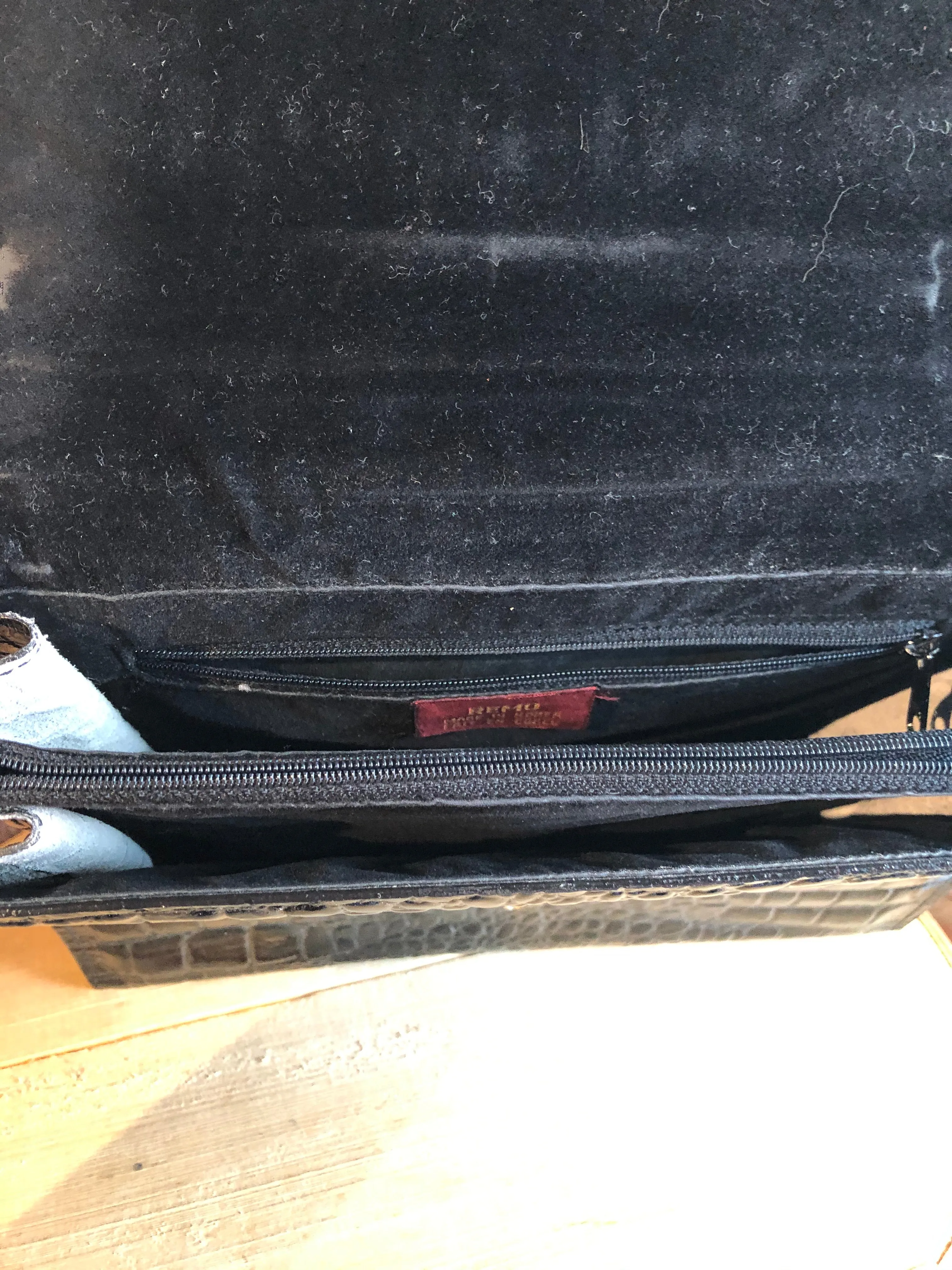 Vintage Remo Black Shiny Reptile Handbag, SOLD