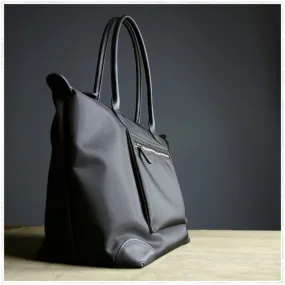Womens Black Nylon Shoulder Tote Large Black Nylon Handbag Purse for Ladies